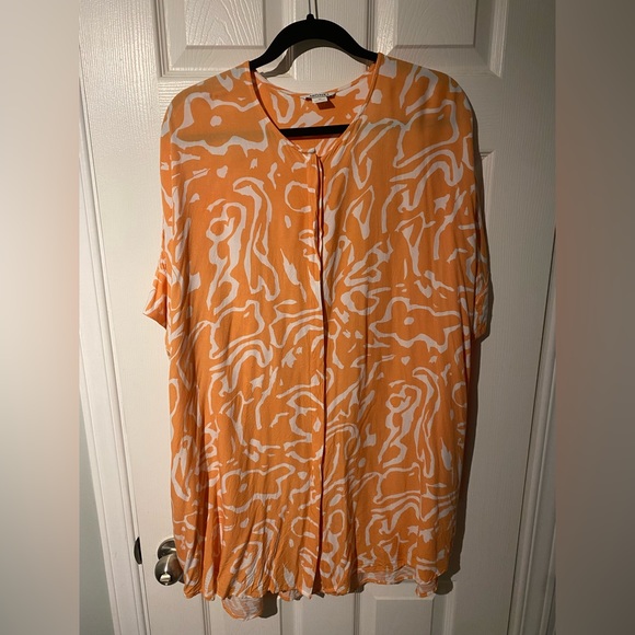 Monki Orange Doodle Print Oversized Shirt Dress - Picture 4 of 10